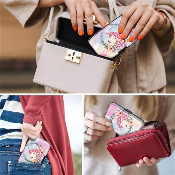 Mini Credit Card Holder, RFID Blocking Slim Hard Card Case ID Case Travel Wallet - Picture 7 of 7